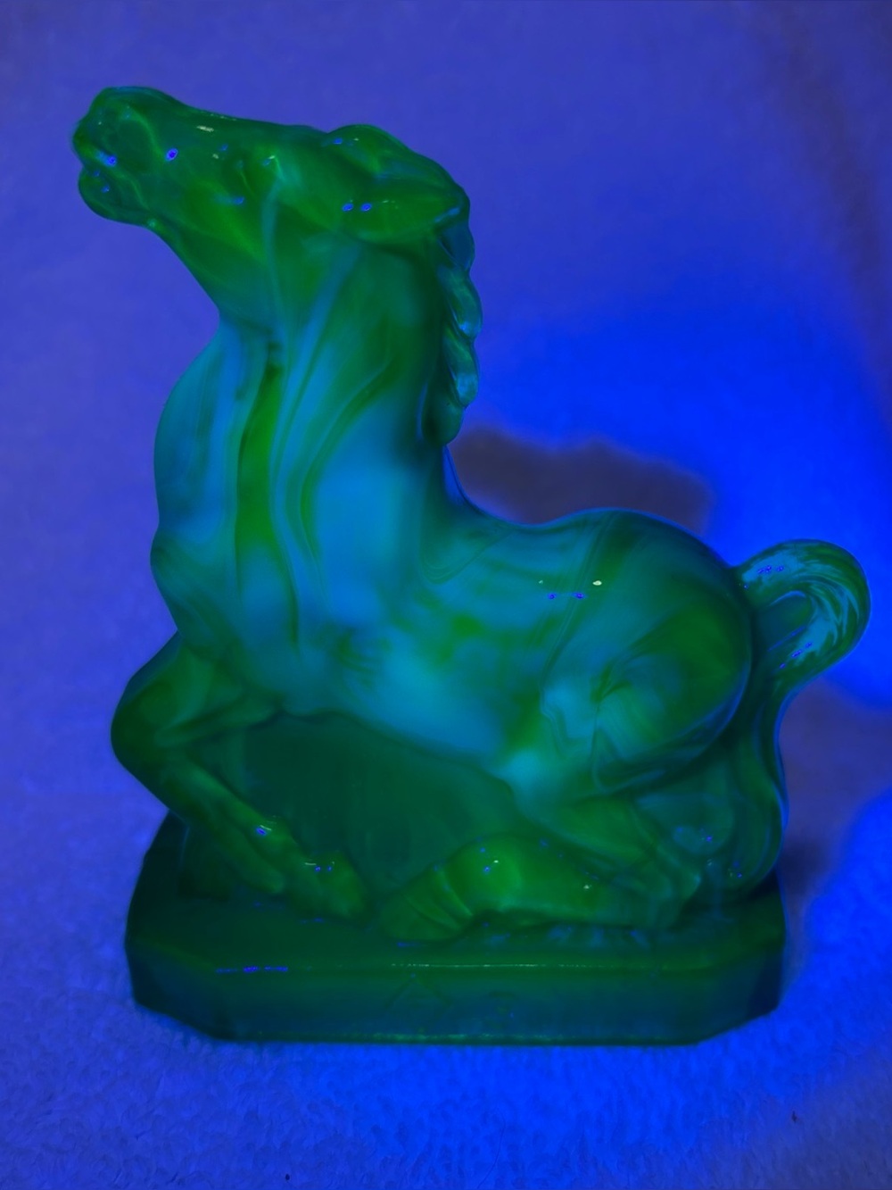 Vintage Green marble Joey the horse Boyd glass horse glows
